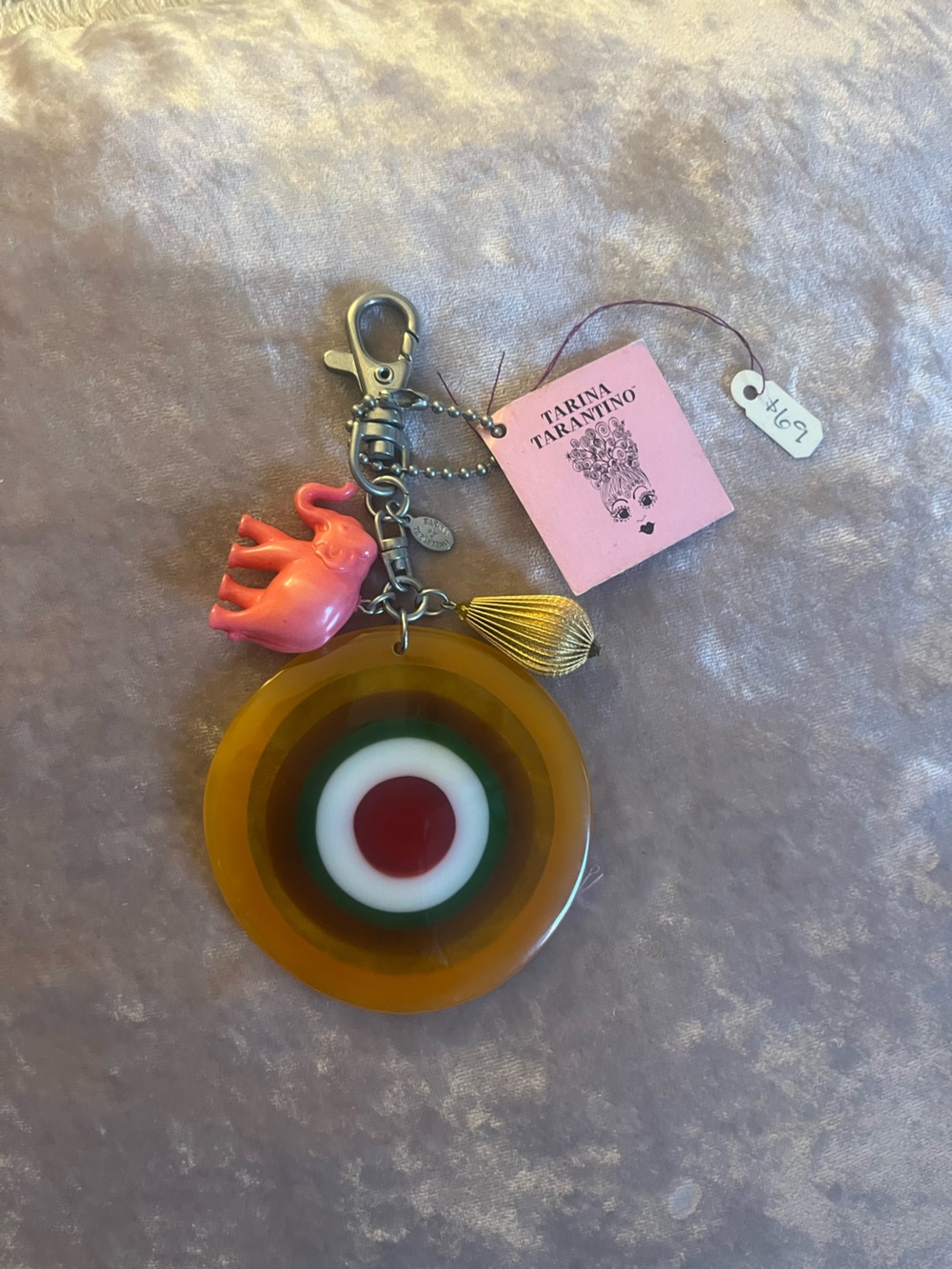 Bag Candy Gold and Pink Keychain Clip-on Charm by Tarina Tarantino - NWT
